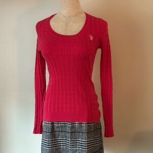 U.S. Polo Assn. Fuchsia Cable Knit Sweater